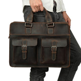 JOYIR 2021 Vintage Men's Cow Genuine Leather Briefcase Crazy Horse Leather Messenger Bag Male Laptop Bag Men Business Travel Bag