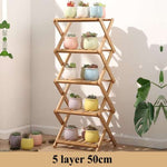 2/3/4/5/6 Tiers Foldable Bamboo Wooden Plant Stand Indoor Outdoor Garden Planter Flower Pot Stand Shelf Home Patio Decoration
