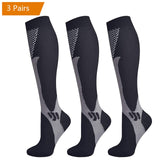 Brothock 3 Pairs Compression Socks for Women & Men 20-30 mmHg Comfortable Athletic Nylon Medical Nursing Stockings Sport Running