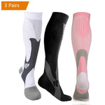 Brothock 3 Pairs Compression Socks for Women & Men 20-30 mmHg Comfortable Athletic Nylon Medical Nursing Stockings Sport Running