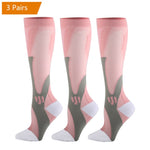 Brothock 3 Pairs Compression Socks for Women & Men 20-30 mmHg Comfortable Athletic Nylon Medical Nursing Stockings Sport Running