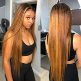 4x4 closure wig straight lace front wig full natural colored human hair