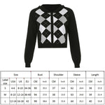 Y2k Top Argyle Plaid Knitted Long Sleeve Hooded Cardigan Sweaters