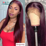 Colored Burgundy Lace Front Wigs Human Hair Bone Straight Wig