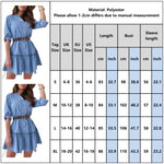 Women Denim Shirt Dresses Half Sleeve Distressed Jean Dress B