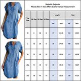 Women Denim Shirt Dresses Half Sleeve Distressed Jean Dress B