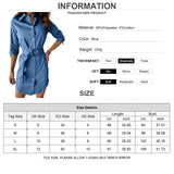 Women Denim Shirt Dresses Half Sleeve Distressed Jean Dress B