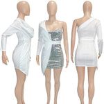 Adogirl Sequins Blazer Patchwork Bodycon Mini Dress