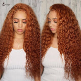 Uwigs Ginger Orange Wig Curly Human Hair WWig 8-26 Inch Brazilian Remy Hair Wigs Pre Plcuked 180 Density