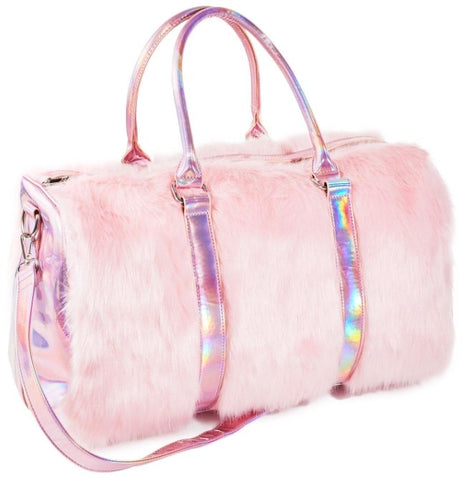 new Soft Rainbow Handbags Faux Fur women Tote Bags Large Capacity Laser Symphony Pink Shoulder Bags Boston Bag HIgh quality