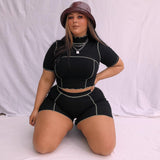 Plus Size Women Clothing 2 Piece Sets Short