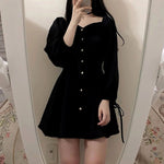 Dress Women Vestidos Vintage Solid Daily Empire Elegant Black BF Oversized Classy Retro Fashion Charm Female Clothes Long Sleeve