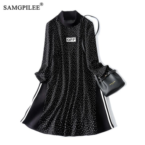 Dresses For Women 2021 Elegant New Fashion Beaded Stitching Striped Beaded European Loose Dress Autumn Clothes Womens 4XL