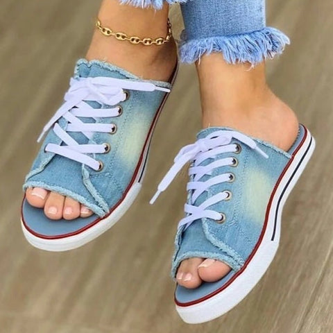 2020 Fashion Women Canvas Sandals Breathable Summer Slippers L