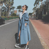 Removable Hood Women Trench Coat Long Double-Breasted