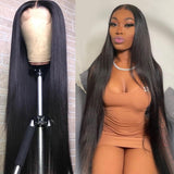 30 32 inch Brazilian Bone Straight Frontal Human Hair Wigs Pre Plucked Baby Hair Lace Wig 4X4 Lace Closure Wig For Black Women