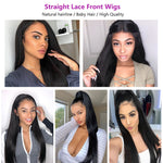 30 32 inch Glueless Straight Lace Part Human Hair Wigs Peruvian Long Lace Frontal Human Hair Wig Pre Plucked Baby Hair 180%