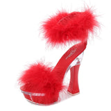 2020 New 4 Color Feather Thick High Heels Platform Sandals Women