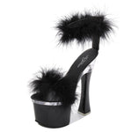 2020 New 4 Color Feather Thick High Heels Platform Sandals Women