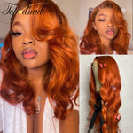 Orange Ginger Color 13x4 Lace Front Wigs Pre Plucked Brazilian Body Wave Human Hair Wig Remy Hair Glueless Lace Wig for Women