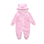 Unisex Baby Jumpsuit For Boys And Girls Coral Fleece Long-Sleeved Hooded Winter Jumpsuit Soft Cute Cartoon Newborn Tights