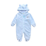 Unisex Baby Jumpsuit For Boys And Girls Coral Fleece Long-Sleeved Hooded Winter Jumpsuit Soft Cute Cartoon Newborn Tights