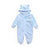 Unisex Baby Jumpsuit For Boys And Girls Coral Fleece Long-Sleeved Hooded Winter Jumpsuit Soft Cute Cartoon Newborn Tights