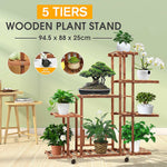 5 Tiers Wooden Flower Pot Plant Rack Display Shelf Home Indoor Outdoor Yard Garden Patio Balcony Large Flower Planter Pot Stands