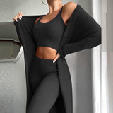 Women's three piece set soft and fluffy, off shoulder shorts and trousers