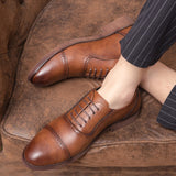 Men Oxford Leather Dress Shoes fashion business shoes men Brogue Lace Up brogue Flats Casual Shoes