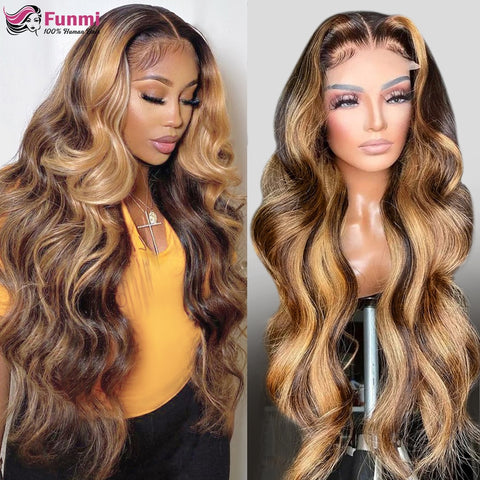 P4/27 Highlight Wig Brazilian Body Wave Wig Lace Front Human Hair Wigs For Black Women Honey Blonde Ombre Lace Frontal Wig Remy